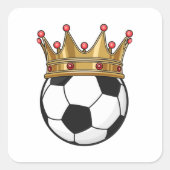 Soccer Crown King Vierkante Sticker (Voorkant)