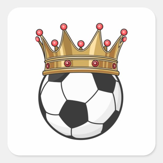 Soccer Crown King Vierkante Sticker (Voorkant)
