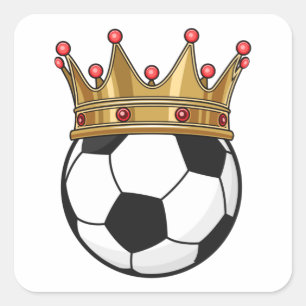 Soccer Crown King Vierkante Sticker