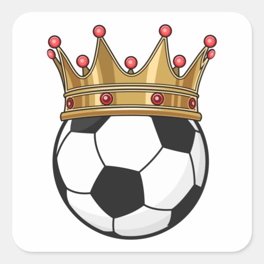 Soccer Crown King Vierkante Sticker (Voorkant)