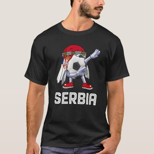 Soccer Cute Soccer Ball Dabbing Serbia Flag Pride T-shirt (Voorkant)