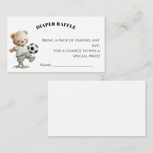 Soccer Diaper Raffle Card | A Little All-Star Informatiekaartje (Voorkant / Achterkant)
