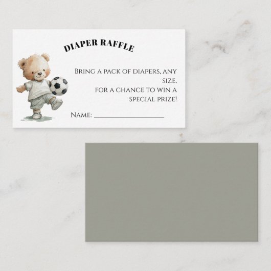Soccer Diaper Raffle Card | A Little All-Star Informatiekaartje (Voorkant / Achterkant)
