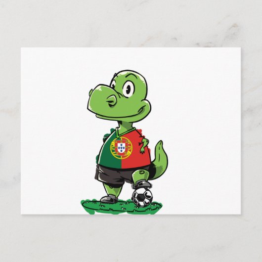 Soccer Dinosaur Portugal Briefkaart (Voorkant)