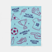 Soccer Doodle Pattern Custom Text Senior Gift Fleece Deken (Voorkant)
