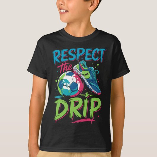 Soccer Drip Melting Ice Cream Respect The Drip Boy T-shirt (Voorkant)