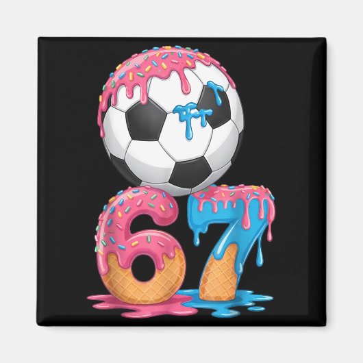 Soccer Drip Number 67 Boys Soccer Player 67 Magneet (Voorkant)