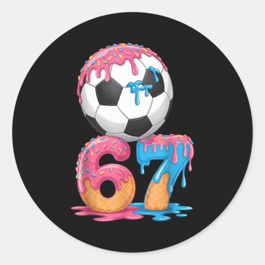 Soccer Drip Number 67 Boys Soccer Player 67  Ronde Sticker (Voorkant)