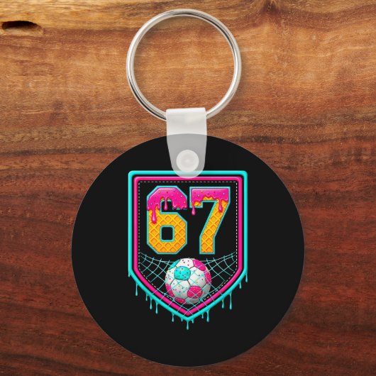 Soccer Drip Number 67 Soccer Player  Sleutelhanger (Voorkant)