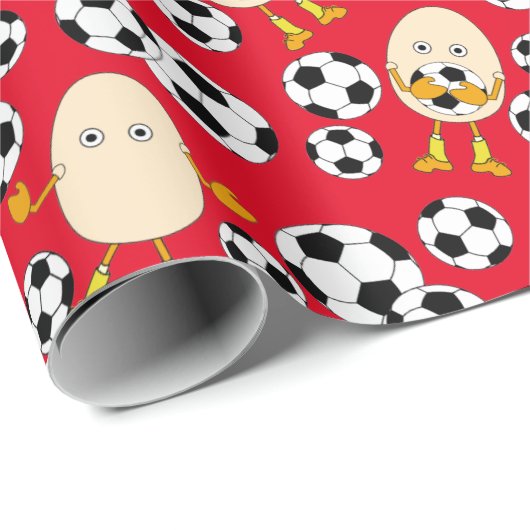 Soccer Egghead Pattern Cadeaupapier (Rol Hoek)