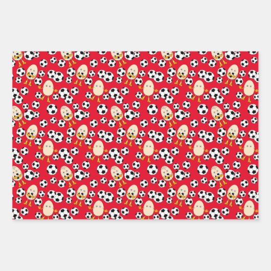 Soccer Egghead Pattern Inpakpapier Vel (Voorkant 2)