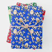 Soccer Egghead Pattern Inpakpapier Vel (In situ)
