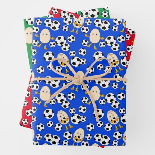 Soccer Egghead Pattern Inpakpapier Vel (In situ)
