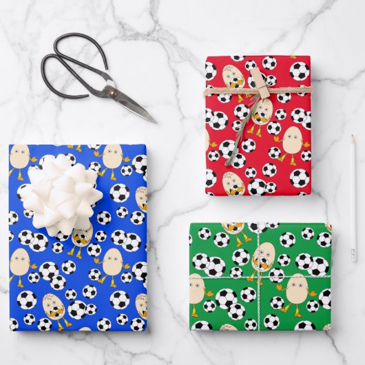 Soccer Egghead Pattern Inpakpapier Vel (Voorkant)