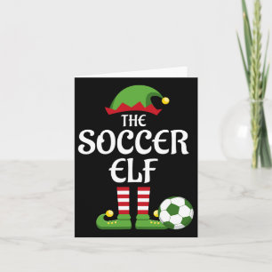 Soccer Elf Family Matching Group Kerstporty Kaart