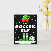 Soccer Elf Matching Group Family Holiday Christmas Kaart (Gele Bloem)