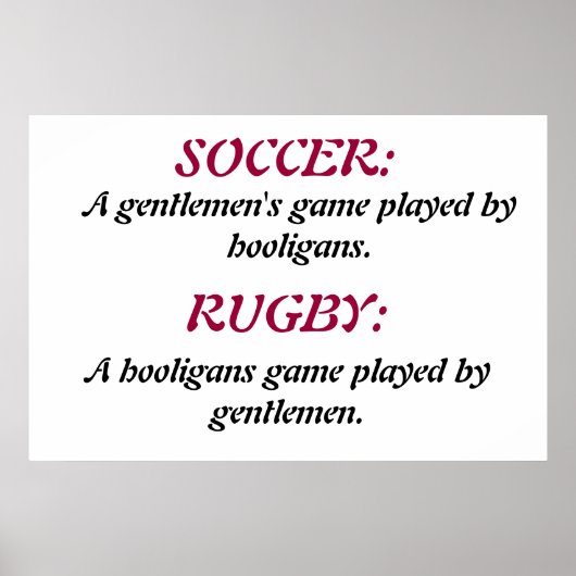 SOCCER EN RUGBY. POSTER (Voorkant)