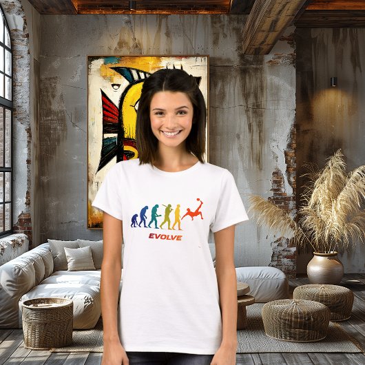 Soccer Evolution Silhouette Bicycle Kick Design T-shirt