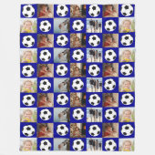 Soccer Family Collage Fotopatroonblauw Fleece Deken (Voorkant)
