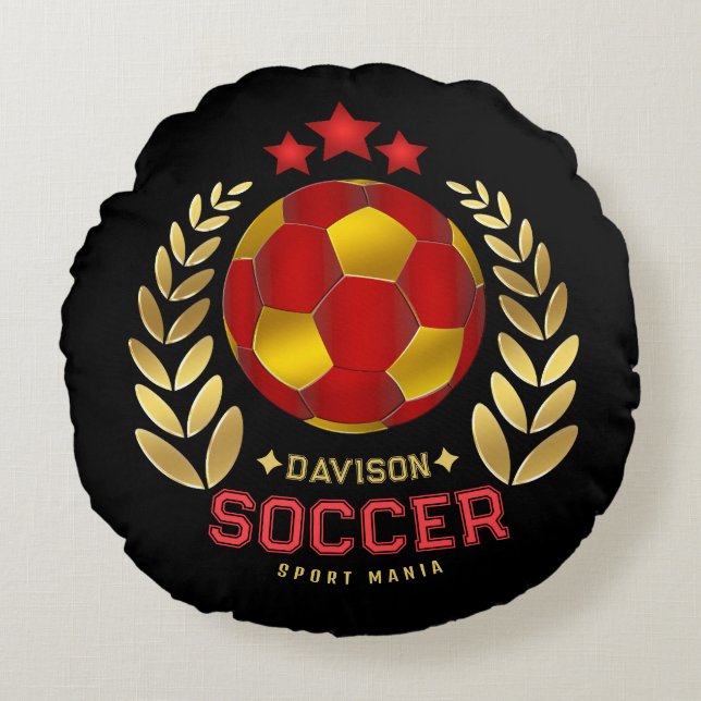 Soccer Fan Logo Rond Kussen (Voorkant)