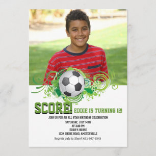 Soccer Fan Photo Invitation Kaart