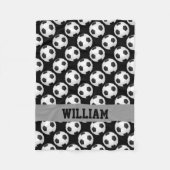 Soccer Fan Sports Persoonlijke naam Zwart wit Fleece Deken (Voorkant)