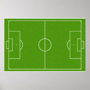 Soccer Field Pattern op Grass Poster