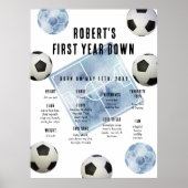Soccer First Birthday Milestone Birthday Poster (Voorkant)