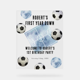 Soccer First Year Down 1st Birthday Party Acryl Bord