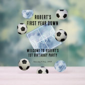 Soccer First Year Down 1st Birthday Party Acryl Bord (Neutraal)