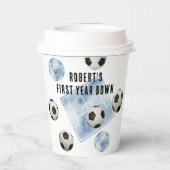 Soccer First Year Down Birthday Party Papieren Bekers (Achterkant)