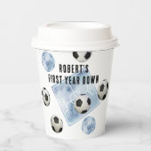 Soccer First Year Down Birthday Party Papieren Bekers (Voorkant)