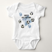 Soccer First Year Down Birthday Party Romper (Voorkant)