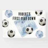 Soccer First Year Down Birthday Party Spandoek (Horizontaal)