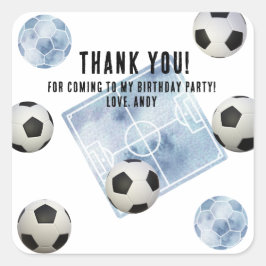 Soccer First Year Down Birthday Party Vierkante Sticker
