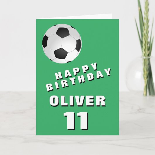 Soccer Football Ball Green Happy Birthday Kaart (Voorkant)