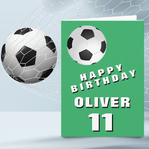 Soccer Football Ball Green Happy Birthday Kaart