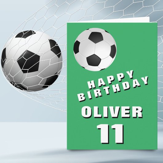 Soccer Football Ball Green Happy Birthday Kaart