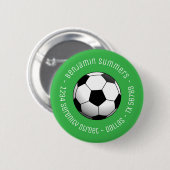 Soccer Football Ball on Green Custom Text Ronde Button 5,7 Cm (Voorkant /achterkant)