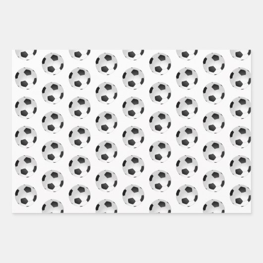 Soccer Football Ball Pattern Kinder Name Birthday Inpakpapier Vel (Voorkant 3)