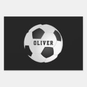 Soccer Football Ball Pattern Kinder Name Birthday Inpakpapier Vel (Voorkant)
