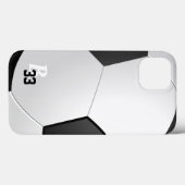 Soccer Football Ball Player Number Monogram Case-Mate iPhone Case (Achterkant (horizontaal))