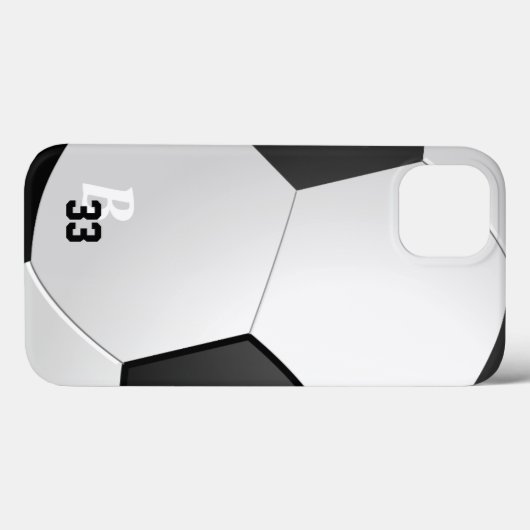 Soccer Football Ball Player Number Monogram Case-Mate iPhone Case (Achterkant (horizontaal))