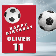 Soccer Football Ball Red Boy Happy Birthday
