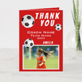 Soccer Football Ball Red Sports Coach Bedankkaart (Voorkant)