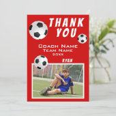 Soccer Football Ball Red Sports Coach Bedankkaart (Staand voorkant)