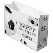 Soccer Football Ball Sports Happy Birthday Name Groot Cadeauzakje (Voorkant Gekanteld)