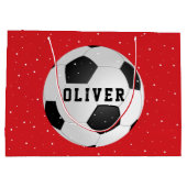 Soccer Football Balls Kinder naam Rode Kerstmis Groot Cadeauzakje (Achterkant)