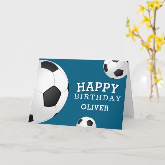 Soccer Football Balls Sports Happy Birthday Kinder Kaart (Gele Bloem)