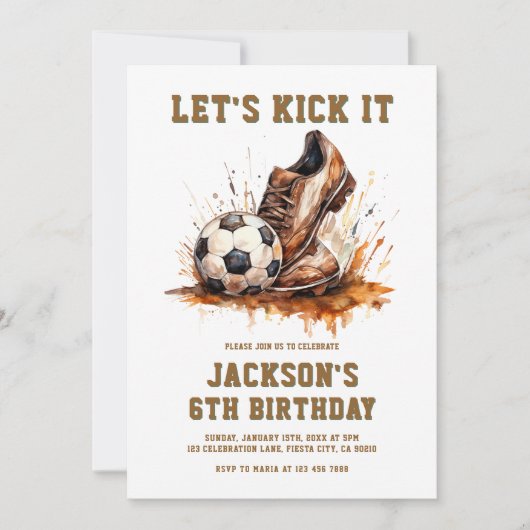 Soccer Football Birthday Invitation Kaart (Voorkant)